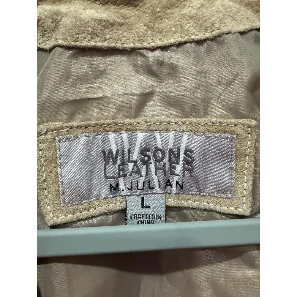 Vintage Wilsons Leather M Julian Tan Suede Button Front Car Coat Jacket L